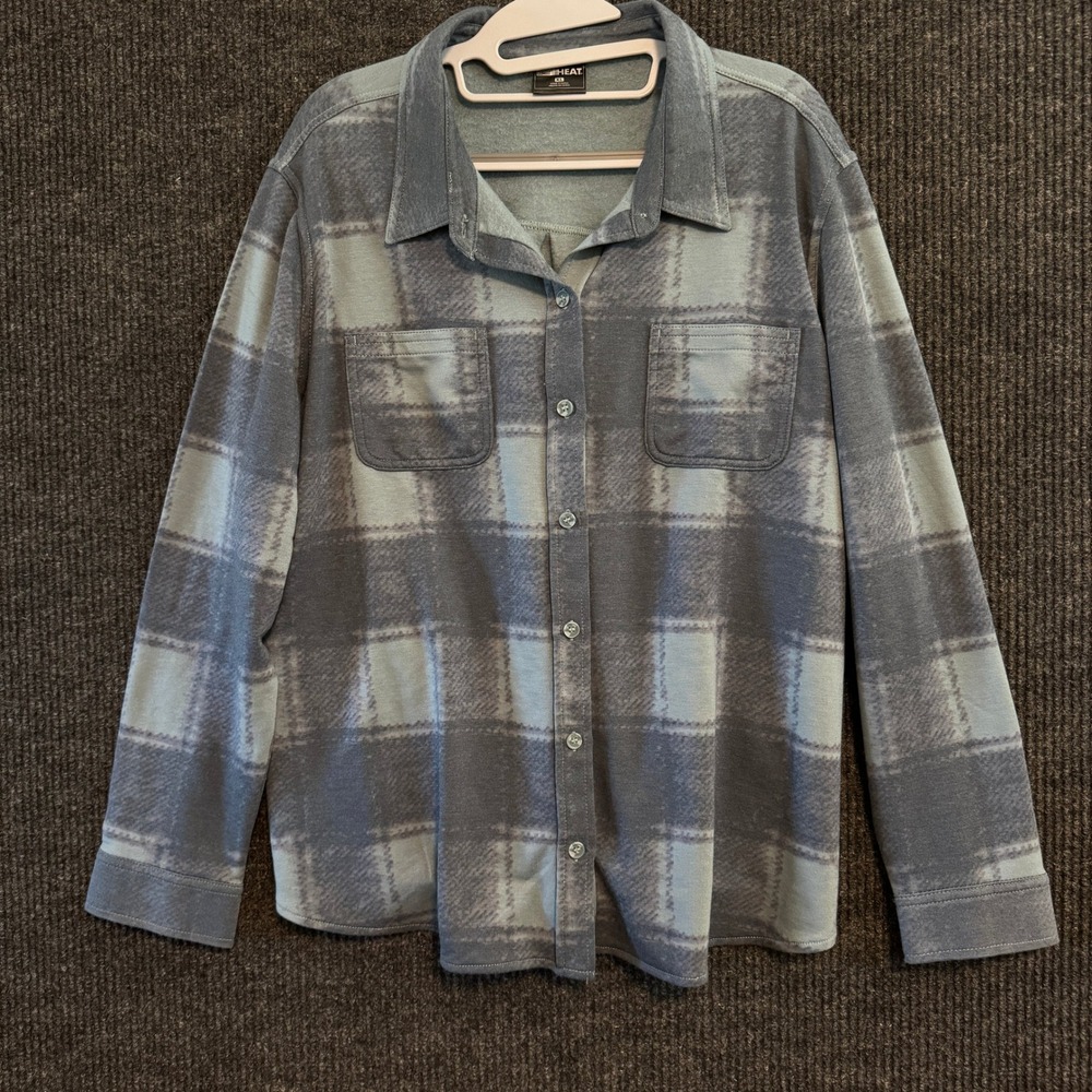 32 Degrees Heat Grey Plaid Flannel Shirt Jacket XL